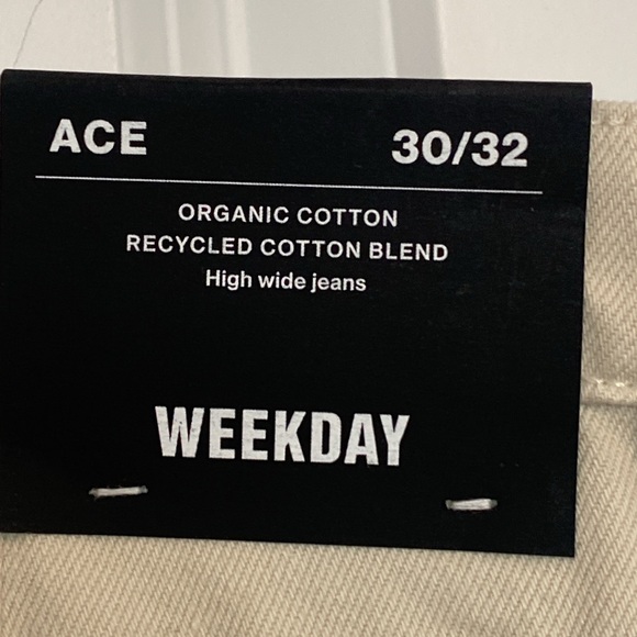 Weekday Ace Organic Cotton High Rise Wide Leg Denim Jeans White Dusty Light 30 - Picture 10 of 13